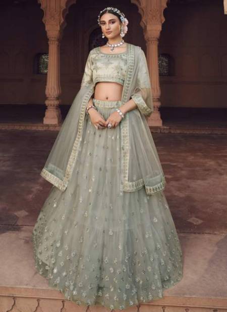 Gray Colour Aahvan Vol 2 Fancy Wedding Wear Heavy Lehenga Collection 1103